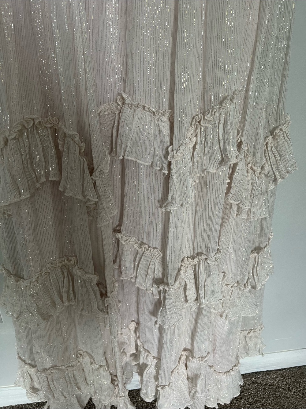 Free People Seraphina Metallic Ruffles
Lattice Cutouts Maxi Dress size S $350 - Picture 9 of 12
